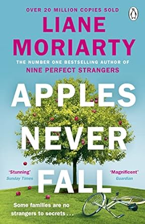 Apples Never Fall - littlepuffinFictionPenguin random houseBlue Book Cover with a tree behind: Apple Never Fall