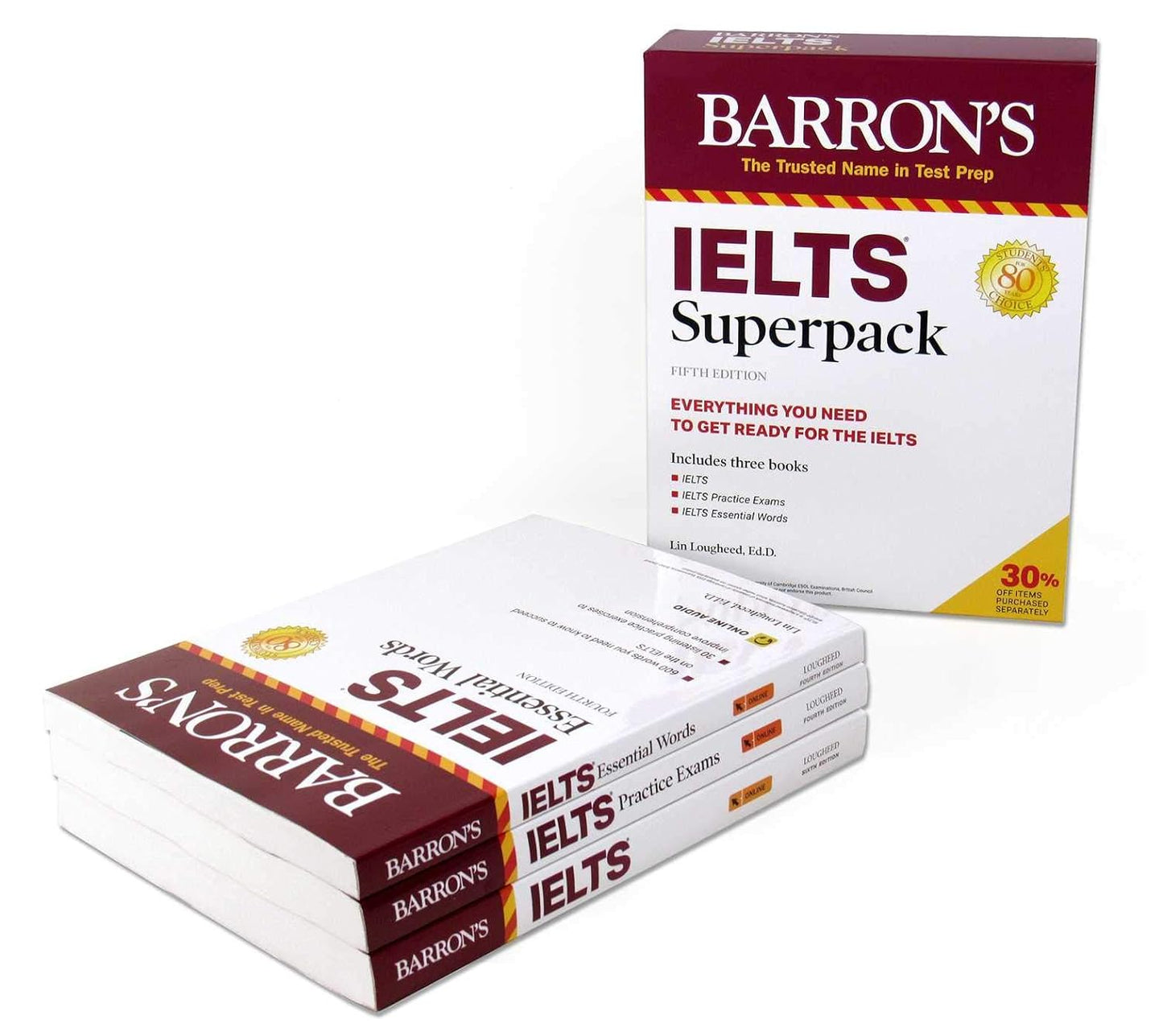 IELTS Superpack (Barron's Test Prep) Fifth Edition - littlepuffinKaplanBook Cover: IELTS Superpack 5th Edition