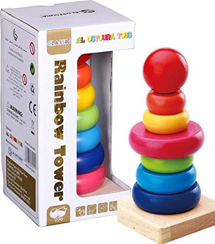 Rainbow Tower Educational Wooden Toy - littlepuffinEducational toysOstoura toys learningEducational Wooden Toy: Rainbow Tower