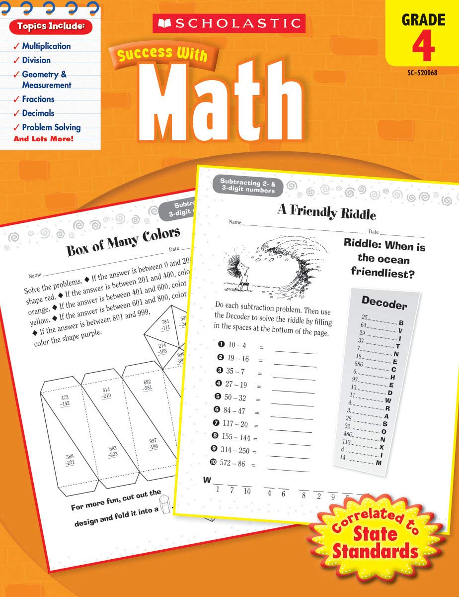 Scholastic Success with Math, Grade 4 - littlepuffinChildren's Non - Fiction, Activity Books, Brain GamesscholasticBook Cover: Success with Math Workbook for Grade 4