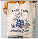 Hobby Book Lover Tote Bag, "Oh No, I Bought Another Book"