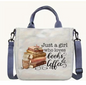 Women's Book and Coffee Tote Bag - Lightweight Library Bag with Adjustable Strap & Magnetic Closure, Book Lover Design