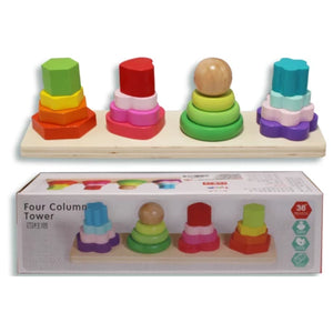 Wooden insert game, Four Column Tower