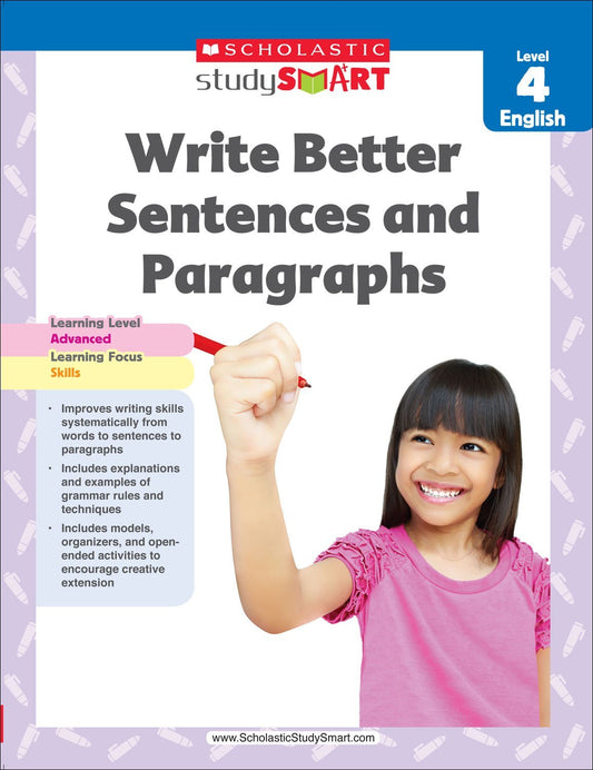Scholastic Study Smart Write Better Sentences and Paragraphs Grade 4 Paperback - littlepuffinKids - Learning, Young - learningscholasticBook Cover: Write Better Sentences and Paragraphs Grade 4