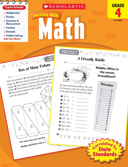 Scholastic Success with Math, Grade 4 - littlepuffinChildren's Non - Fiction, Activity Books, Brain GamesscholasticBook Cover: Success with Math Workbook for Grade 4